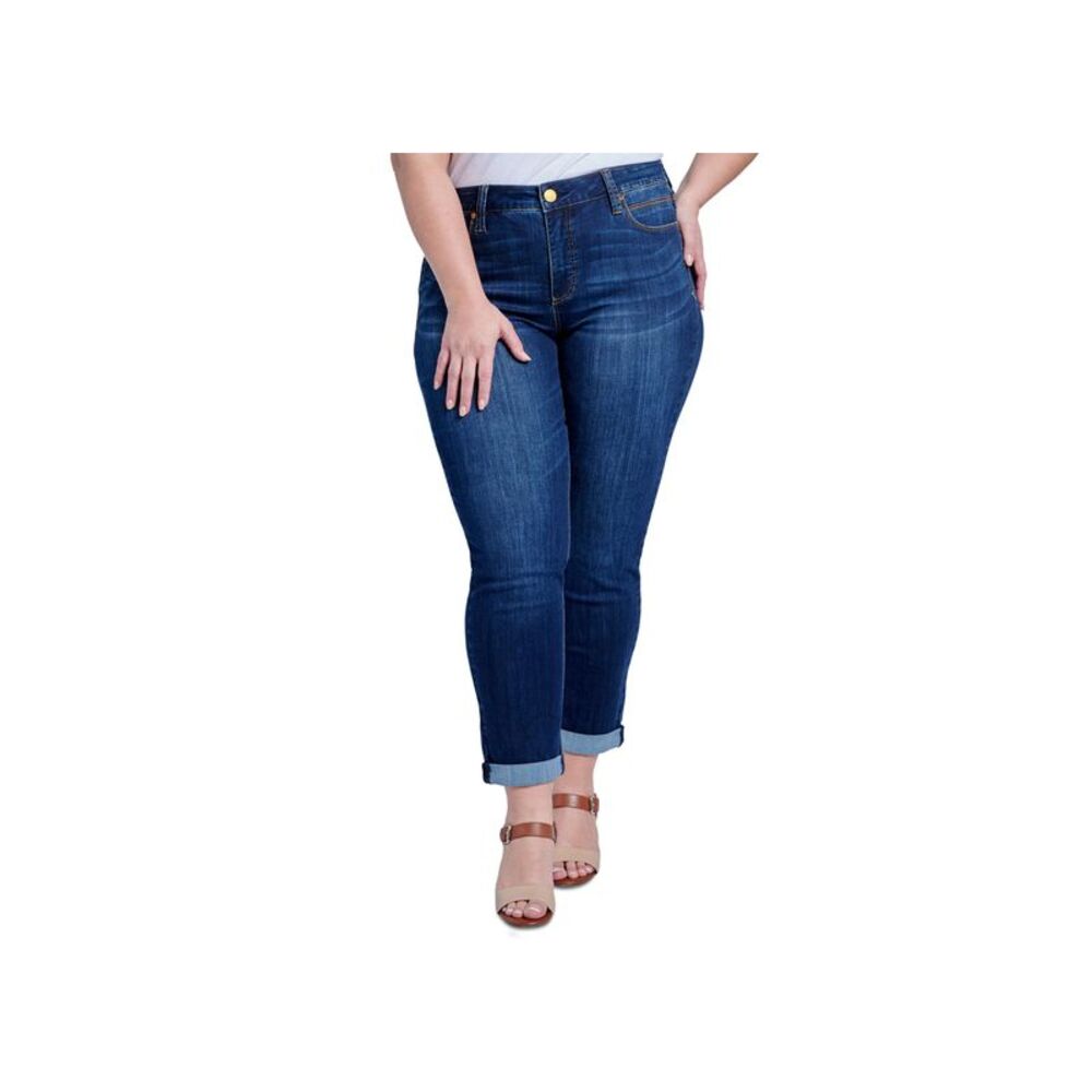 Seven7 Jeans Trendy Plus Size Tummyless Rolled Hem Embroidered Skinny Jeans